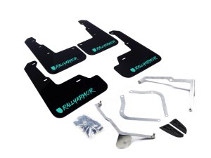 Subaru WRX STI Mud Flaps - Front + Rear - Rally Armor - UR Series Premium Urethane - Black with Teal Logo - `15-`21 Subaru WRX STI Mud Flaps - Front + Rear - Rally Armor - UR Series Premium Urethane - Black with Teal Logo - `15-`21